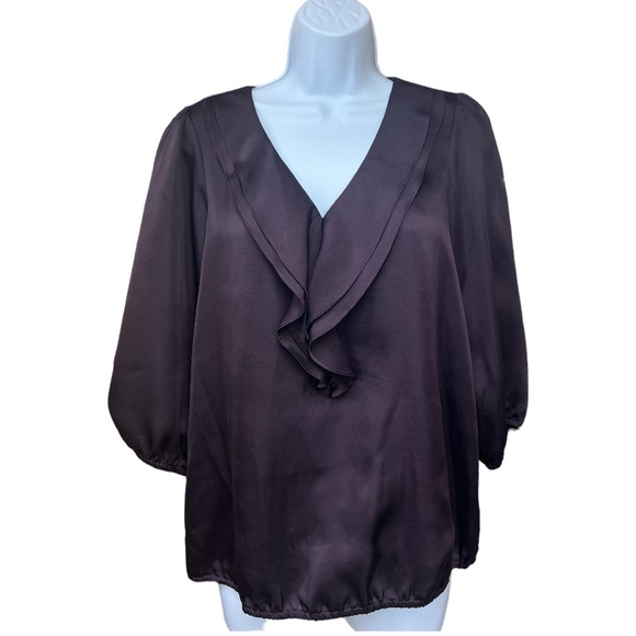 Sz Small Loft Ruffled V-Neck 3/4 Sleeve Top - Picture 2 of 7